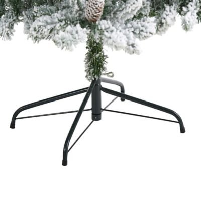 Image showing 3 th Nearly Natural 7 ft. Flocked Livingston Fir Artificial Christmas Tree, Includes Pine Cones and 300 Clear Warm LED Lights