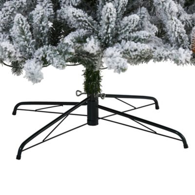 Image showing  9 ft. Flocked Livingston Fir Artificial Christmas Tree, Includes Pine Cones and 650 Clear Warm LED Lights