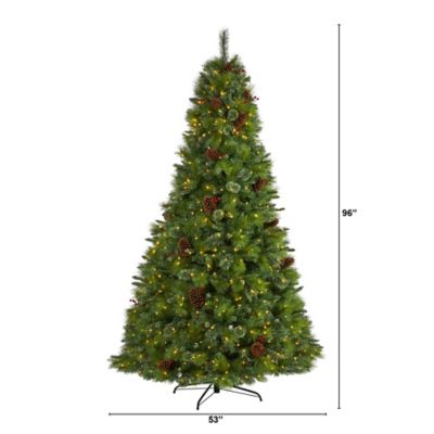 Image showing  8 ft. Montana Mixed Pine Artificial Christmas Tree, Includes Pine Cones Berries and 700 Clear LED Lights