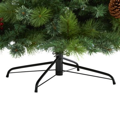 Image showing  8 ft. Montana Mixed Pine Artificial Christmas Tree, Includes Pine Cones Berries and 700 Clear LED Lights