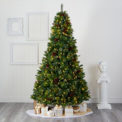 Image showing  8 ft. Montana Mixed Pine Artificial Christmas Tree, Includes Pine Cones Berries and 700 Clear LED Lights