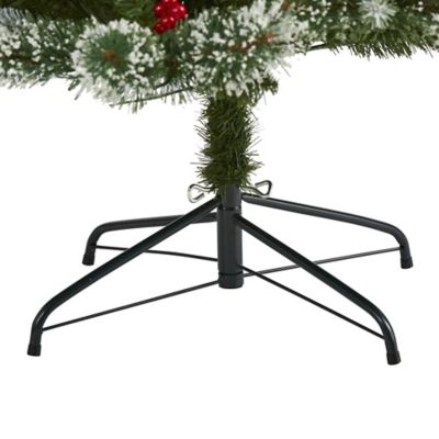 Image showing  7 ft. Frosted Swiss Pine Artificial Christmas Tree, 400 Clear LED Lights and Berries