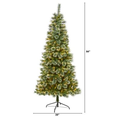 Image showing  7 ft. Wisconsin Slim Snow Tip Pine Artificial Christmas Tree, 400 Clear LED Lights