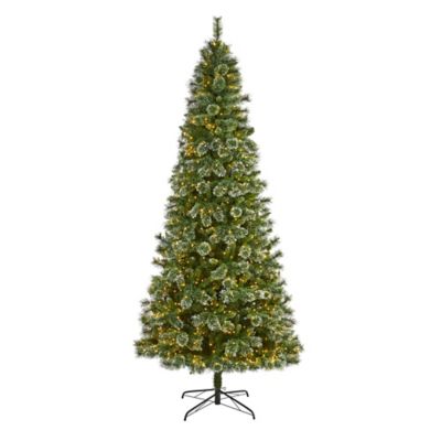 Nearly Natural 9 ft. Wisconsin Slim Snow Tip Pine Artificial Christmas Tree, 800 Clear LED Lights