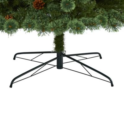 Image showing  10 ft. Pre-Lit White Mountain Pine Artificial Christmas Tree with Pine Cones, Clear LED Lights