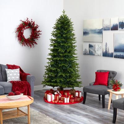 Image showing 6 th Nearly Natural 8 ft. Belgium Fir Natural Look Artificial Christmas Tree with 650 Clear LED Lights