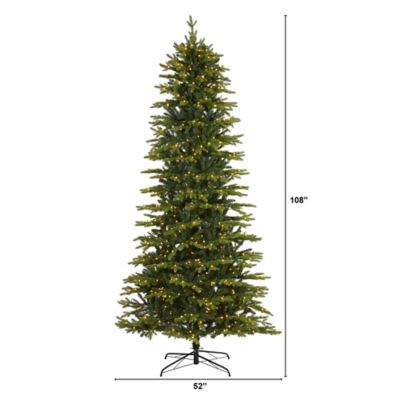 Image showing  9 ft. Belgium Fir Natural Look Artificial Christmas Tree, 800 Clear LED Lights