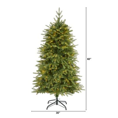 Image showing  5 ft. Vancouver Fir Natural Look Artificial Christmas Tree, 350 Clear LED Lights and 1,054 Bendable Branches