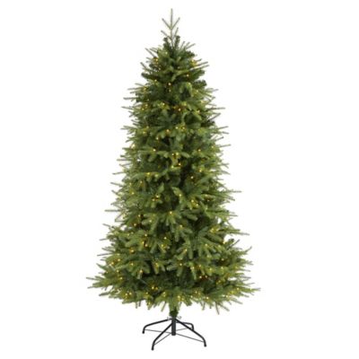 Nearly Natural 6 ft. Vancouver Fir Natural Look Artificial Christmas Tree with 350 Clear LED Lights & 1870 Bendable Branches