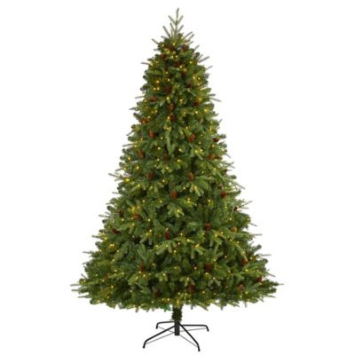 Image showing  8 ft. Wellington Spruce Natural Look Artificial Christmas Tree, 550 Clear LED Lights and Pine Cones