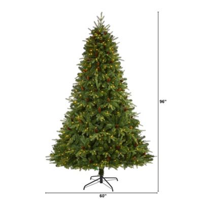 Image showing  8 ft. Wellington Spruce Natural Look Artificial Christmas Tree, 550 Clear LED Lights and Pine Cones