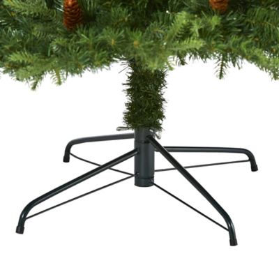 Image showing  8 ft. Wellington Spruce Natural Look Artificial Christmas Tree, 550 Clear LED Lights and Pine Cones