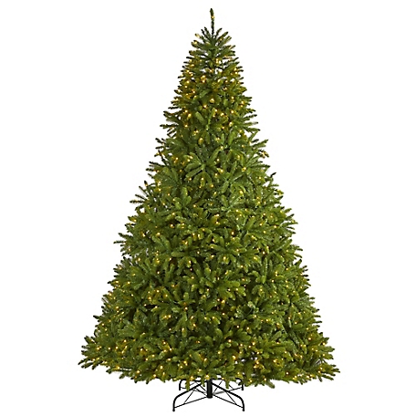 Nearly Natural 9 ft. Sierra Spruce Natural Look Artificial Christmas Tree, 1,000 Clear LED Lights and 4,443 Tips