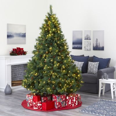 Image showing 5 th Nearly Natural 7 ft. West Virginia Full Bodied Mixed Pine Artificial Christmas Tree with 450 Clear LED Lights & Pine Cones