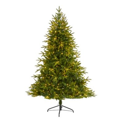 Nearly Natural 6 ft. Pre-Lit Colorado Mountain Fir Natural Look Artificial Christmas Tree, 350 Clear LED Lights, 1,704 Branches