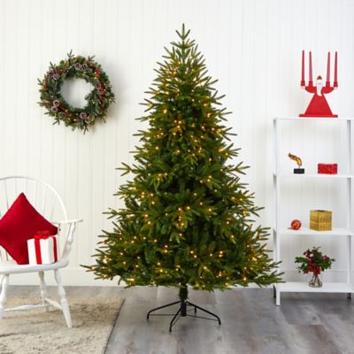 Image showing  6 ft. Pre-Lit Colorado Mountain Fir Natural Look Artificial Christmas Tree, 350 Clear LED Lights, 1,704 Branches