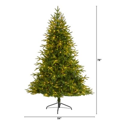 Image showing 2 th Nearly Natural 7 ft. Pre-Lit Colorado Mountain Fir Natural Look Artificial Christmas Tree, 400 LED Lights, Bendable Branches