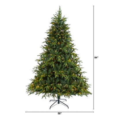 Image showing  7 ft. Pre-Lit Colorado Mountain Fir Natural Look Artificial Christmas Tree with 500 Clear LED Lights, 2,552 Tips