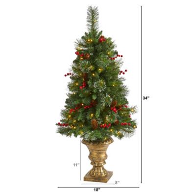 Image showing  4 ft. Pine Cone and Berries Artificial Christmas Tree in Decorative Urn, 100 Clear LED Lights