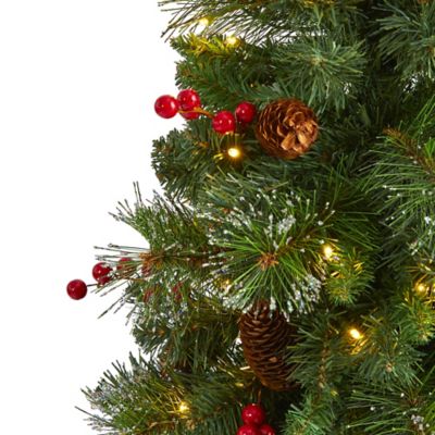 Image showing  4 ft. Pine Cone and Berries Artificial Christmas Tree in Decorative Urn, 100 Clear LED Lights