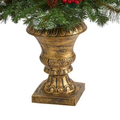 Image showing  4 ft. Pine Cone and Berries Artificial Christmas Tree in Decorative Urn, 100 Clear LED Lights