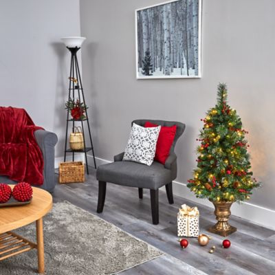 Image showing 5 th Nearly Natural 4 ft. Pine Cone and Berries Artificial Christmas Tree in Decorative Urn, 100 Clear LED Lights