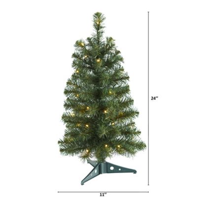 Image showing  2 ft. Green Artificial Christmas Tree with 35 LED Lights and 72 Bendable Branches
