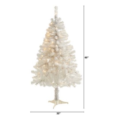 Image showing  5 ft. White Artificial Christmas Tree with 350 Bendable Branches and 150 Clear LED Lights