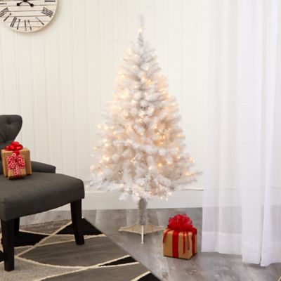 Image showing  5 ft. White Artificial Christmas Tree with 350 Bendable Branches and 150 Clear LED Lights