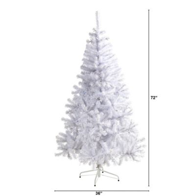 Image showing  6 ft. White Artificial Christmas Tree, 680 Bendable Branches and 250 Clear LED Lights