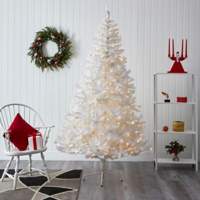 Image showing  7 ft. White Artificial Christmas Tree with 1000 Bendable Branches and 350 Clear LED Lights