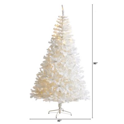 Image showing  8 ft. White Artificial Christmas Tree, 1,380 Bendable Branches and 400 Clear LED Lights