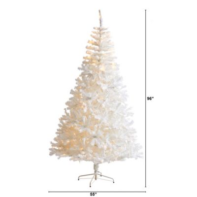 Image showing  8 ft. Pre-Lit White Artificial Christmas Tree with 1500 Bendable Branches and 450 LED Lights