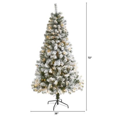 Image showing  6 ft. Flocked West Virginia Fir Artificial Christmas Tree, 250 Clear LED Lights