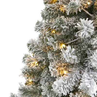 Image showing  6 ft. Flocked West Virginia Fir Artificial Christmas Tree, 250 Clear LED Lights