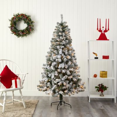 Image showing  6 ft. Flocked West Virginia Fir Artificial Christmas Tree, 250 Clear LED Lights