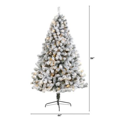 Image showing  7 ft. Flocked West Virginia Fir Artificial Christmas Tree with 350 Clear LED Lights