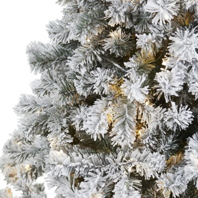 Image showing  7 ft. Flocked West Virginia Fir Artificial Christmas Tree with 350 Clear LED Lights
