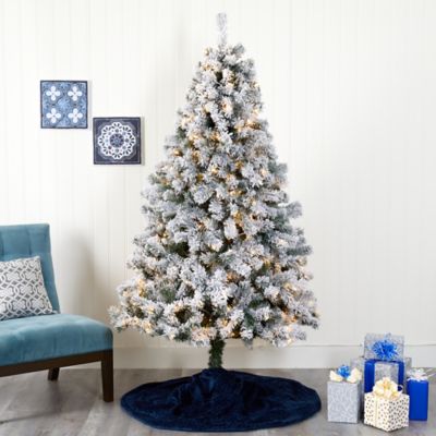 Image showing  7 ft. Flocked West Virginia Fir Artificial Christmas Tree with 350 Clear LED Lights