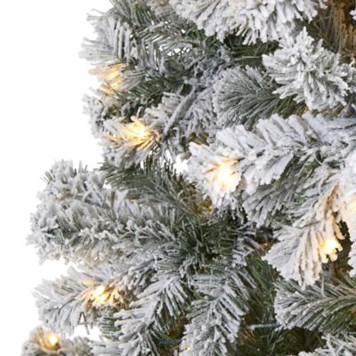 Image showing  8 ft. Pre-Lit Flocked West Virginia Fir Artificial Christmas Tree, 500 Clear LED Lights