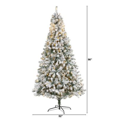 Image showing  8 ft. Flocked Rock Springs Spruce Artificial Christmas Tree, 500 Clear LED Lights and 1,186 Bendable Branches