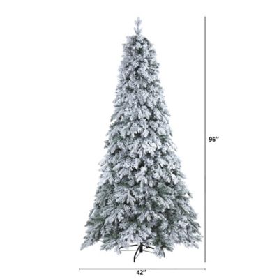 Image showing  8 ft. Flocked Vermont Mixed Pine Artificial Christmas Tree, 600 LED Lights