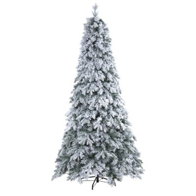 Image showing  8 ft. Flocked Vermont Mixed Pine Artificial Christmas Tree, 600 LED Lights