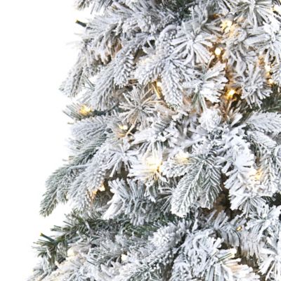 Image showing  8 ft. Flocked Vermont Mixed Pine Artificial Christmas Tree, 600 LED Lights