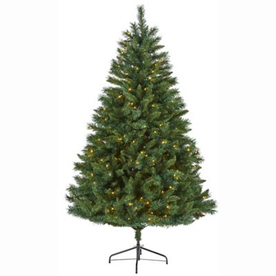 Nearly Natural 6 ft. Rocky Mountain Mixed Pine Artificial Christmas Tree, 300 LED Lights