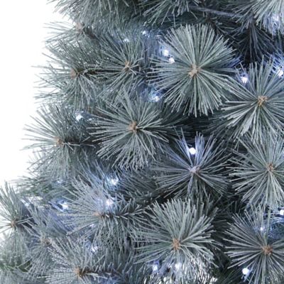 Image showing  4 ft. Snowy Mountain Pine Artificial Christmas Tree in Decorative Planter, 150 LED Lights