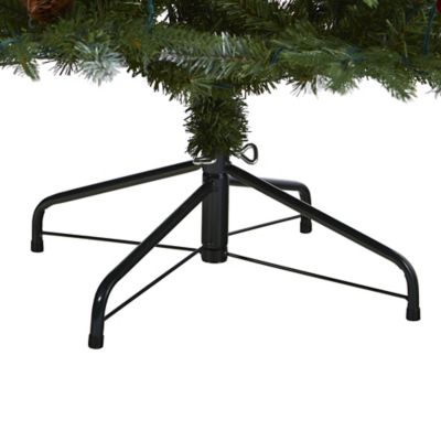 Image showing  6 ft. Pre-Lit Snow Tipped Portland Spruce Artificial Christmas Tree, Frosted Berries and Pine Cones, 300 LEDs