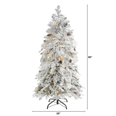 Image showing  5 ft. Pre-Lit Flocked Montana Down Swept Spruce Artificial Christmas Tree with 100 Clear LED Lights
