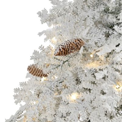 Image showing  5 ft. Pre-Lit Flocked Montana Down Swept Spruce Artificial Christmas Tree with 100 Clear LED Lights
