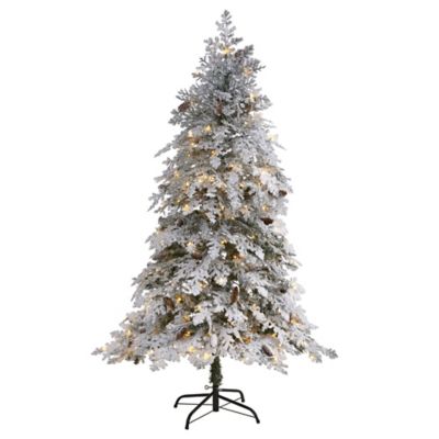 Nearly Natural 6 ft. Flocked Montana Down Swept Spruce Artificial Christmas Tree with 250 Clear LED Lights